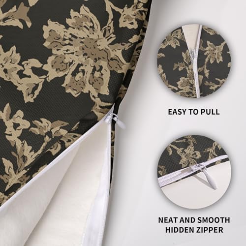 Dark Grey Vintage Floral Pillow Covers 18x18 Set of 2 Flower Botanical