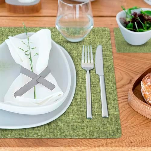 JeogYong Cloth Placemats Set of 8 Washable Linen Placemats Woven Table