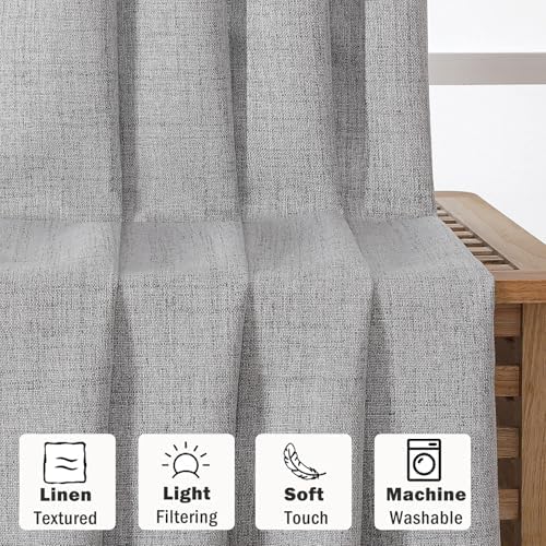 Aiyufeng Grey Curtains for Bedroom 63 Inch Length 2 Panels Set,Faux