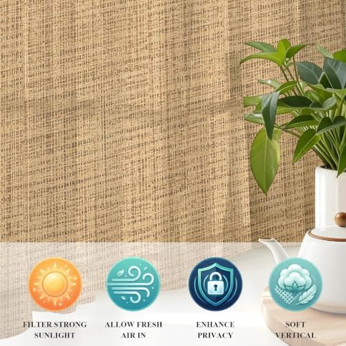 Woven Texture Sheer Curtains for Living Room 96 inch Length 2 Panels