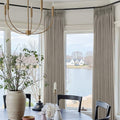 Grey Beige Pleated Linen Curtains 120 Inch Length 2 Panels Set Semi