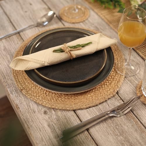 Eco Crave Round Jute Placemats, Set of 8, 13 Inch
