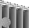Gray Waffle Shower Curtain, Waterproof Shower Curtain Set for Hotel