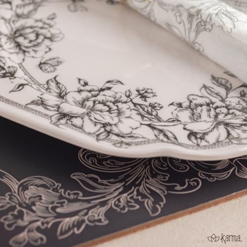 Karma, 15-Inch Cork Placemat Set of 4, Elegant Charger Plate for