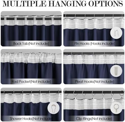 Blackout Curtains for Living Room, 72 Inches Long 2 Panels Set, Back