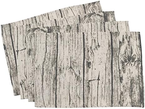 Natural Beige Printed Wood Dinner Placemat, 14" X 20" Rectangular, 60%