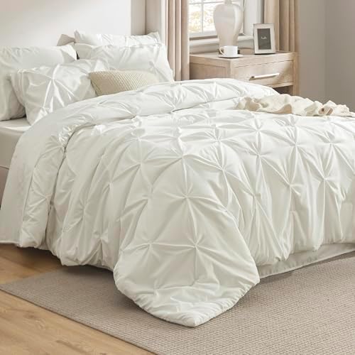 Bedsure 7-Piece Full Size Comforter Sets & Sheets, Ivory Full Bedding