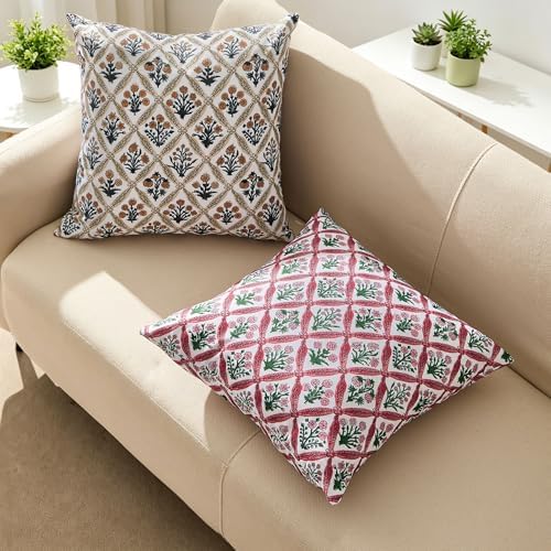Allorry Floral Outdoor Pillow Covers 18x18 Brown Outdoor Waterproof