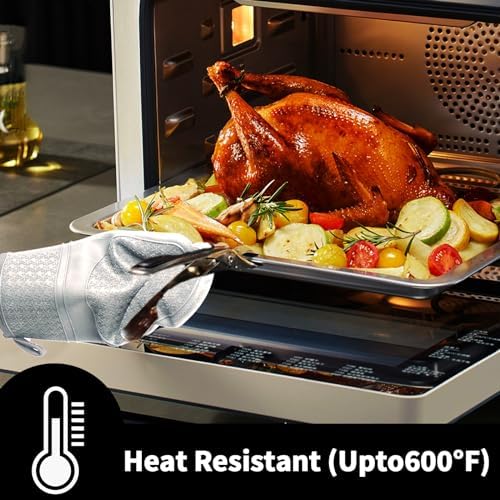 Silicone Oven Mitts, Heat Resistant 500F Kitchen Mitts 2PCS, 11.6"