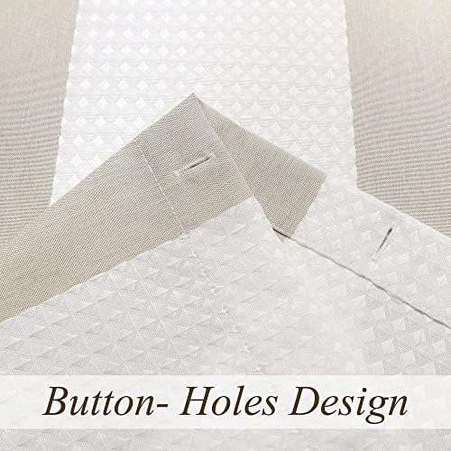 WEST LAKE Taupe Waffle Fabric Shower Curtain Vertical Stripe Farmhouse