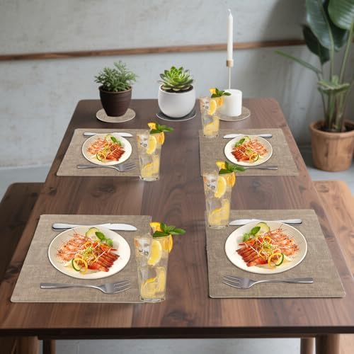 6 Placemats and 6 Coasters Set PU Leather Placemats for Dining Table