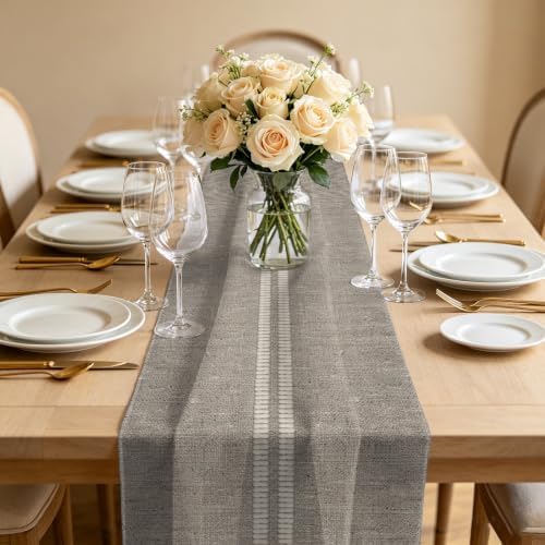 Cream Grain Line 10ft Cheesecloth Table Runner for Wedding 27"x120"