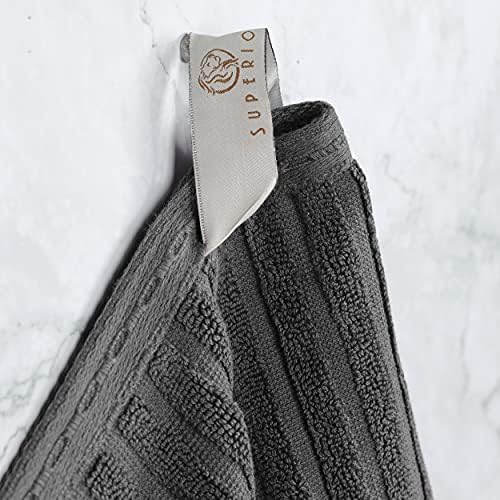 SUPERIOR Cotton 12-Piece Solid and Ribbed Towel Set, Face Towels 13” x