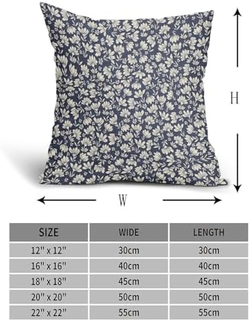 Navy Blue Beige Daisy Floral Pillow Covers 20X20 Inch Vintage Flowers