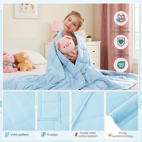 Weighted Blanket - 10 lbs Lightblue Heavy Blanket - Small Size