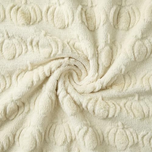 Horaldaily Fall Beige Pumpkin Faux Fur Throw Blanket 60x80