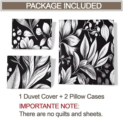 Grey Floral Bedding Duvet Cover, Botanicals Comforter Set with Zipper