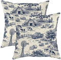Barn Throw Pillow Covers Set of 2, Rustic Farmhouse Cow Winnowing Fall