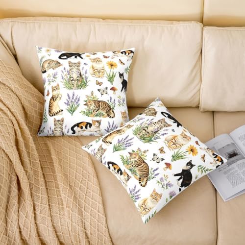 Feelyou Cat Throw Pillow Covers Set of 2