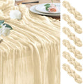 Wokceer Cheesecloth Table Runner Beige 10FT Boho Gauze Runner, 6 Pack