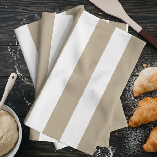 Kitchen Towels Set 3 Pack Classical Stripe Absorbent Dish Towels for