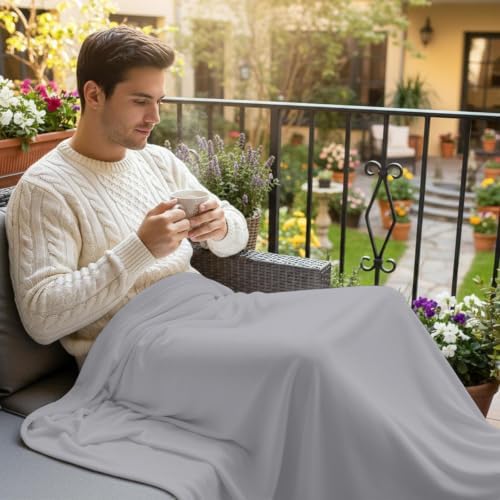 Gray Throw Blanket Solid Color Flannel Fleece Blanket Warm Cozy Soft