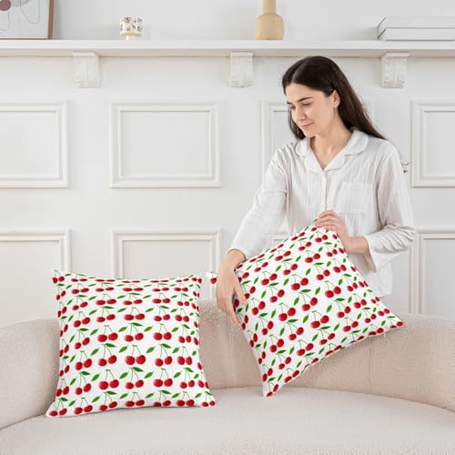 jejeloiu Kids Girls Cherry Prints Throw Pillow Covers Set of 2 22 x