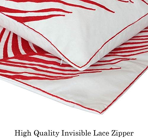Pack of 2 Red Leaf Jacquard Cushion Covers 18x18 or 45x45cm Embroidery