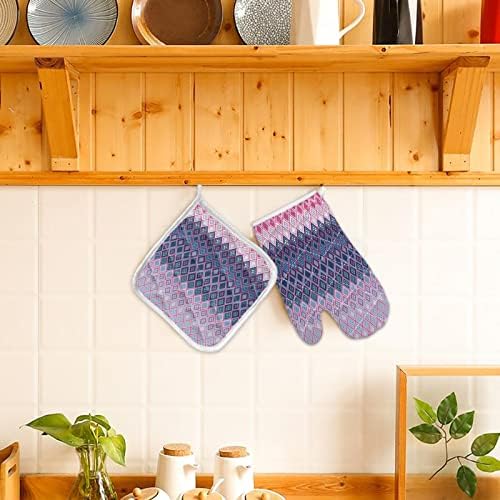 Quilted Cotton Terry Cloth Oven Mitt, Pot Holder Ombre Pink Grey