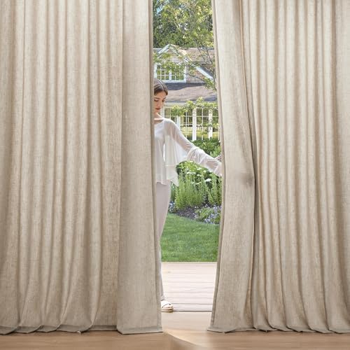MIULEE Non-See-Through Privacy Linen Curtains 52W x 96L Inch Taupe