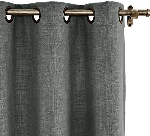 ChadMade 50W x 96L Inch Carbon Grey Linen Polyester Curtain Drapes