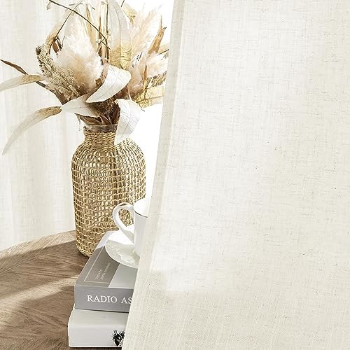 Joydeco Linen Curtains 2 Panel Set, Ivory on Linen Curtains 108 Inch
