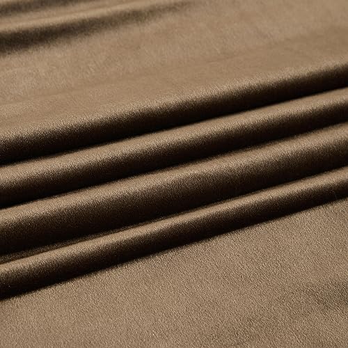 PRIMROSE Brown Velvet Curtains 72 inch Long for Living Room,Set of 2