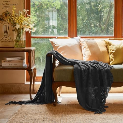 lifein Throw Blanket for Couch, Soft Boho Decor Bed Throw,Cozy Grey