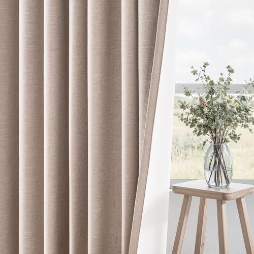 Natural Beige 95 inch bedroom living room curtains 2 Panels 100%