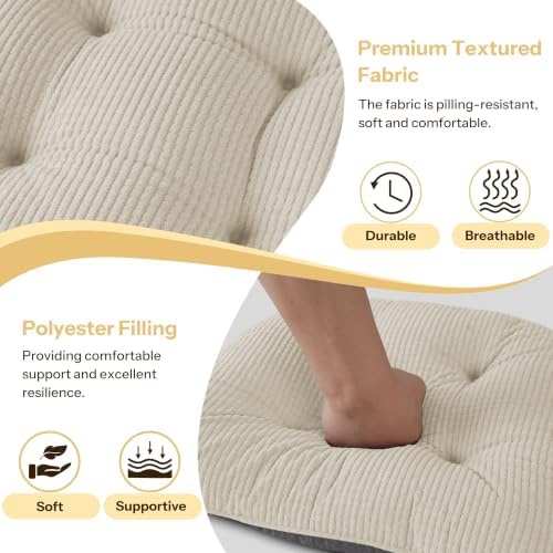 Non-Slip Dining Chair Cushions Set of 2,16"x16"x3" Cream