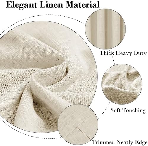 cololeaf Linen Curtains Natural White Curtains 84 inches Long Neutral