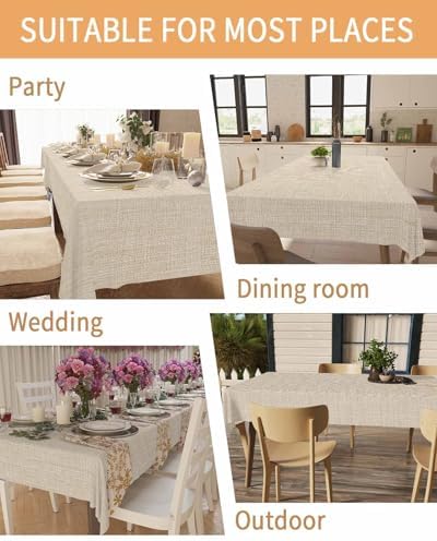 Rectangle Cream Farmhouse Tablecloth Waterproof & Stainproof