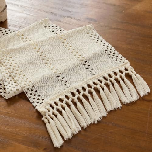 Baccessor Beige Farmhouse Table Runner for Fall Home Decor
