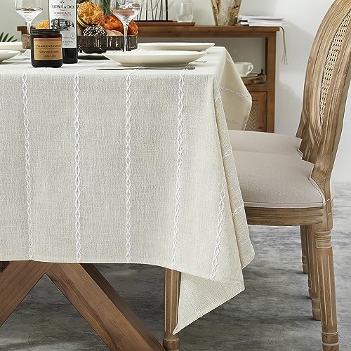 Chassic 60 x 84 inches Farmhouse Style Linen tablecloths, Wrinkle