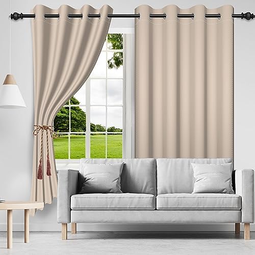 Ivory Blackout Curtains for Bedroom Living Room 2 Panels Solid Cream