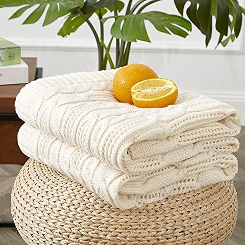 Aormenzy Cable Knit Throw Blankets 50 x 60 Inches, Soft Cozy and