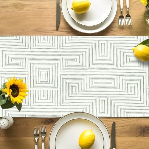 Minimalist Geometric Table Runner for Dining Table Rustic Modern Beige