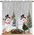 Winter Snowman Swag Valance Curtains Neutral Christmas Tree Red