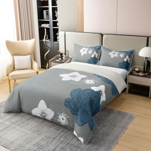 jejeloiu Vintage Floral Duvet Cover 100% Cotton Queen Size Boys Girls