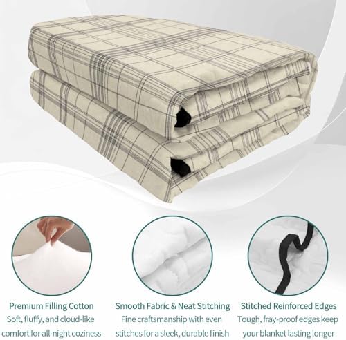 Quilts King Size Bedding Set, Check Plaid Lightweight Quilted