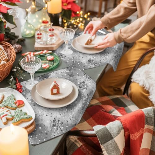 Grey Christmas Placemats Set of 8, Cotton Linen Fabric Place Mats