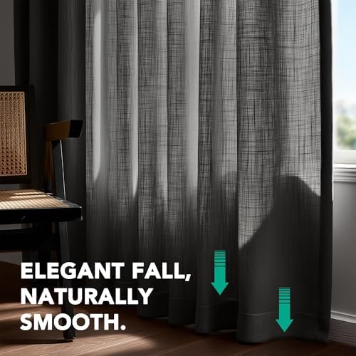 Deconovo Light Filtering Sheer Curtains 96 Inches Long for Living Room