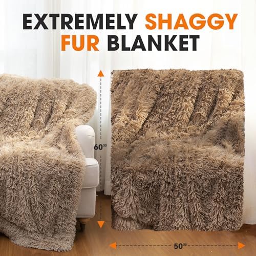 Cheer Collection Throw Blanket - Shaggy Hair Fluffy Blanket for Couch