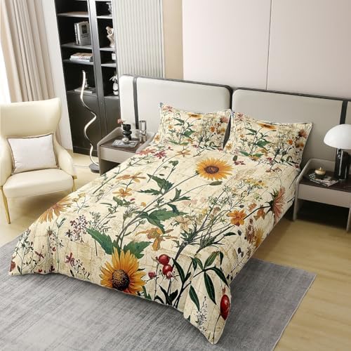Erosebridal Boho Flower Floral 100% Cotton Duvet Cover Queen Size